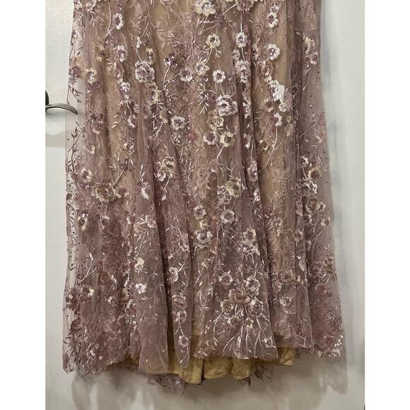 Mac Duggal Pink Floral Embellished Sleeveless Plunge Neck Gown Size 14 NWT 67481 - Picture 7 of 16